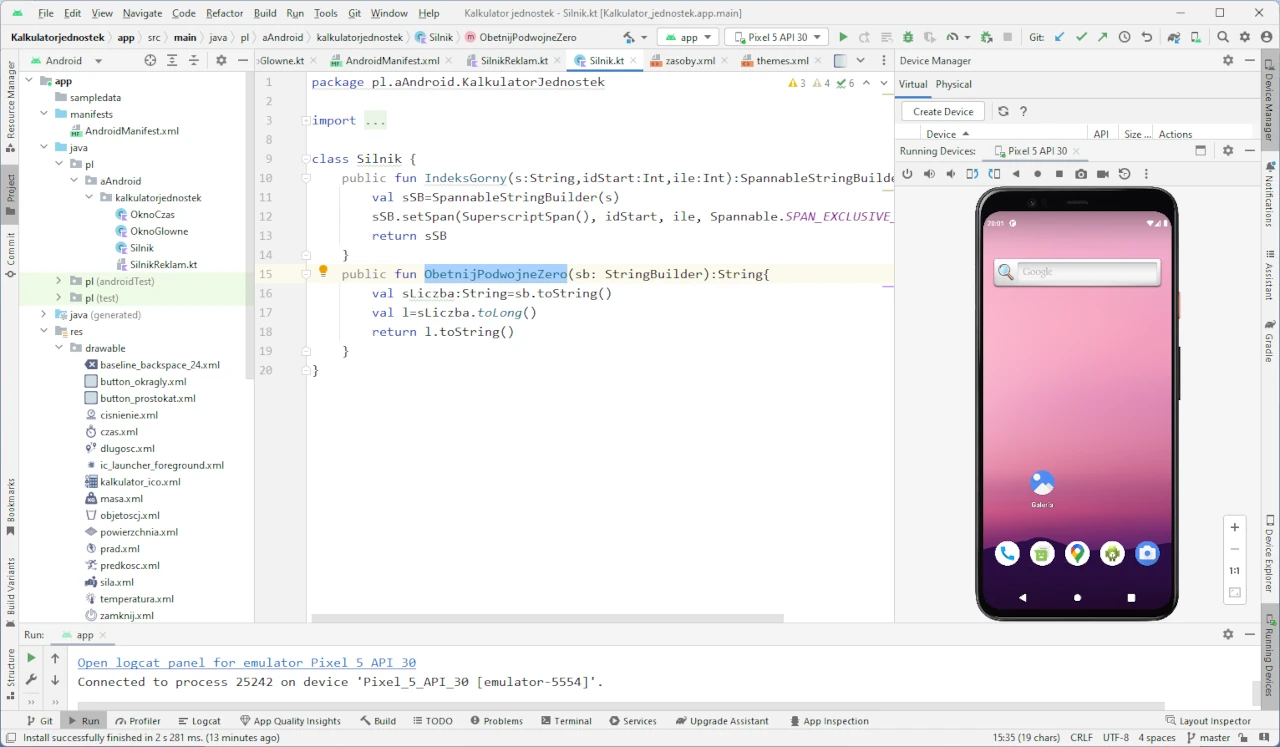 projekt Android Studio emulator