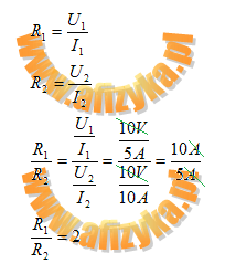 stosunek wartości tych oporów