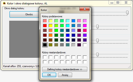 Kolor i okno dialogowe koloru