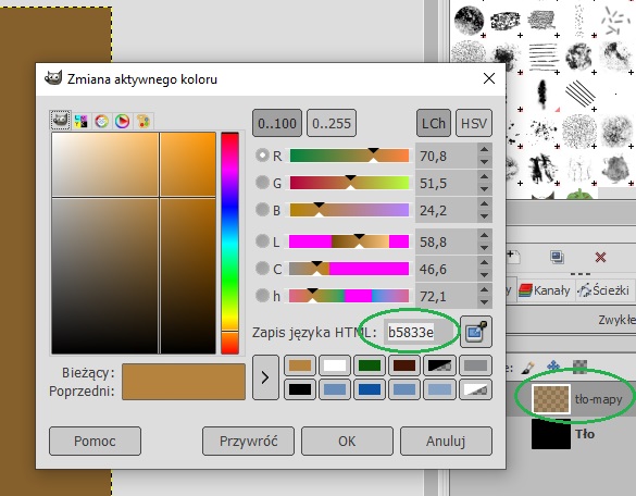 warstwę wypełnij kolorem GIMP