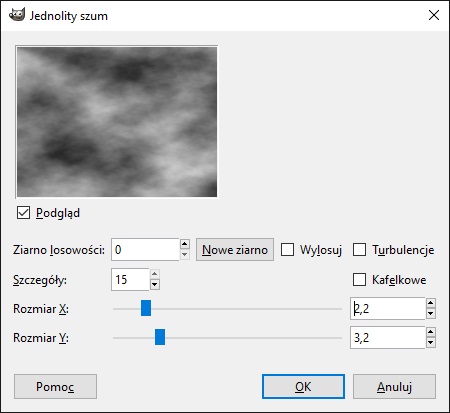 Filtr/ Renderowanie/ Chmury/ Jednolity szum GIMP