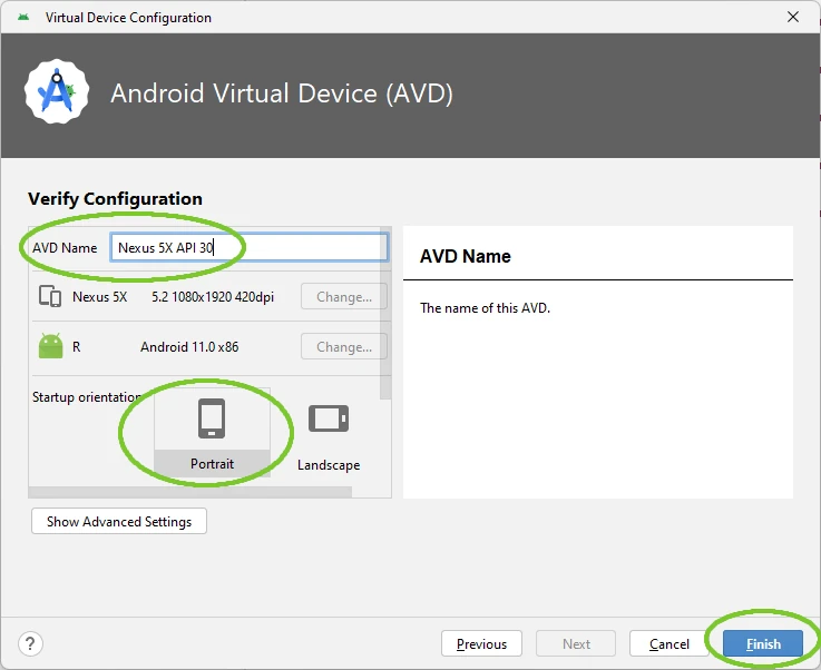 AVD Android Studio INF 04 styczeń 2022