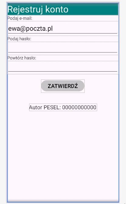 Password Android Studio INF 04 styczeń 2022