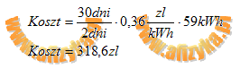 koszt energii zużytej w tym mieszkaniu w ciągu jednego miesiąca