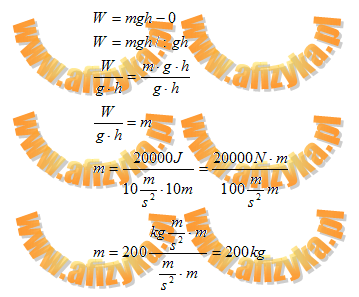 zmiana energii potencjalnej spadającej wody