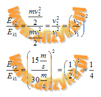 Obliczamy stosunek energii kinetycznych