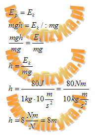 Obliczamy wysokość z jakiej musi spaść doniczka o masie 1 kg aby mieć taką