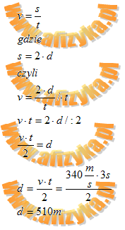 ze wzoru na szybkość w ruchu jednostajnym prostoliniowym