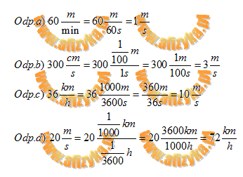 przeliczanie jednostek szybkości