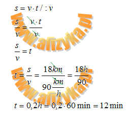Skorzystamy ze wzoru na drogę w ruchu jednostajnym
