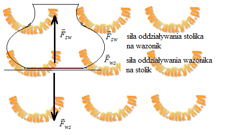 siły oddziaływania stolika i wazonu