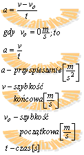 fizyka wzory gimnazjum klasa 1 przyspieszenie wzór