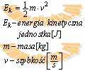 wzór na energie kinetyczną