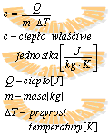 wzór na ciepło właściwe