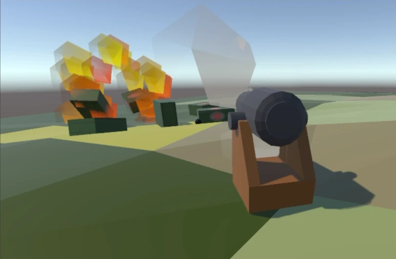 film efekt odrzutu po eksplozji w grach 3D Unity