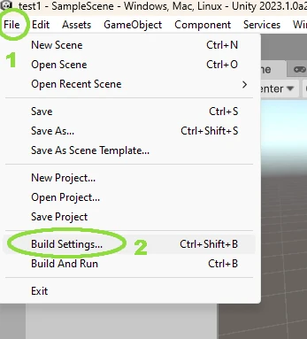 File/ Build Settings Unity