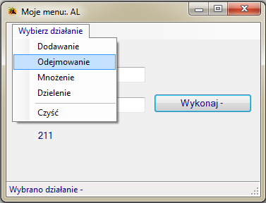 Menu aplikacji. Kontrolka MenuStrip Visual Studio C#