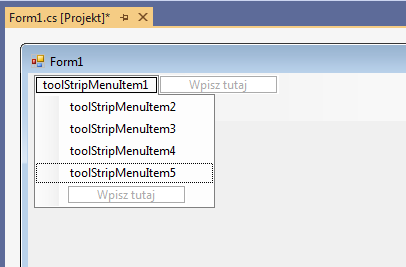 menu Visual Studio c#