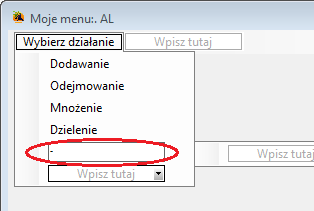 pozioma kreska w menu Visual studio c#