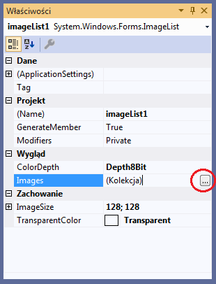 Wypełniamy kolekcję zasobu graficznego ImageList