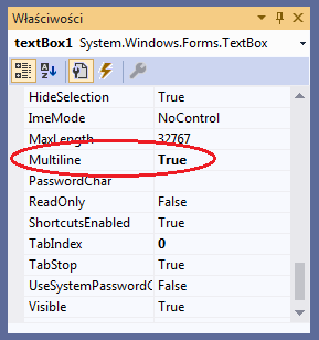 kontrolka textbox visual studio