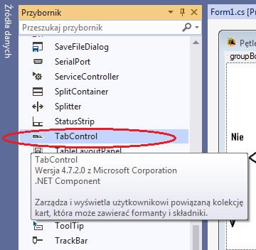 kontrolka TabControl