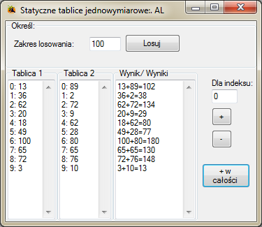 Jednowymiarowe tablice statyczne. Część 2