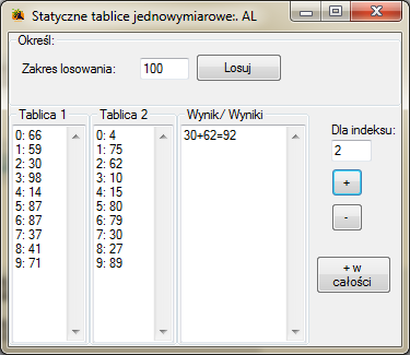 tablica jednowymiarowa c#