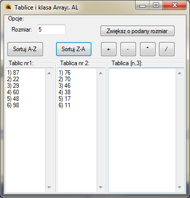 metody klasy Array C#