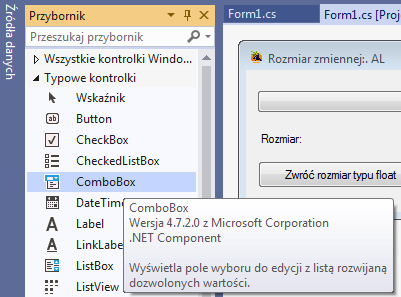 komponent ComboBox visual studio