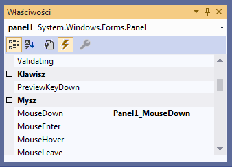 MouseDown Visual Studio zdarzenia myszy