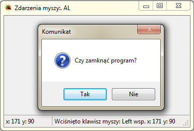 zwolnienie klawisza myszy komunikat visual studio