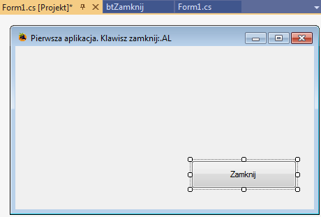button na formatce visual studio