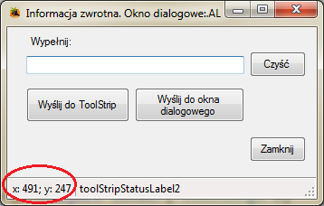 współrzędne okna aplikacji visual studio