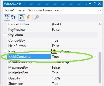 aplikacja wielookienkowa MDI. Visual Studio C#