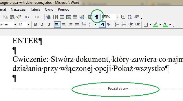 podział dokumentu na strony