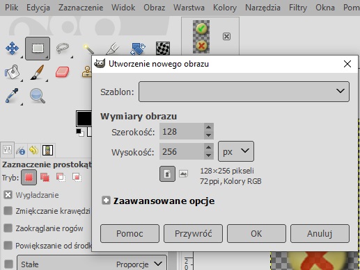 rozmiar obrazu GIMP