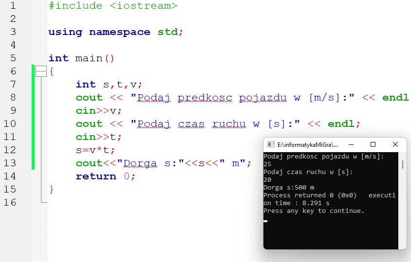 droga samochodu c++