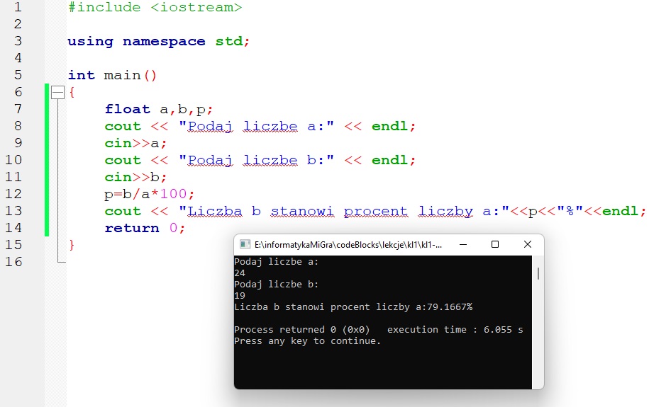 procent liczby c++