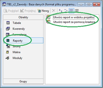 wybierz Kreatora raportów