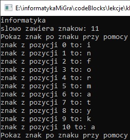 Praca z danymi tekstowymi. Typ char i string. Klasa 3
