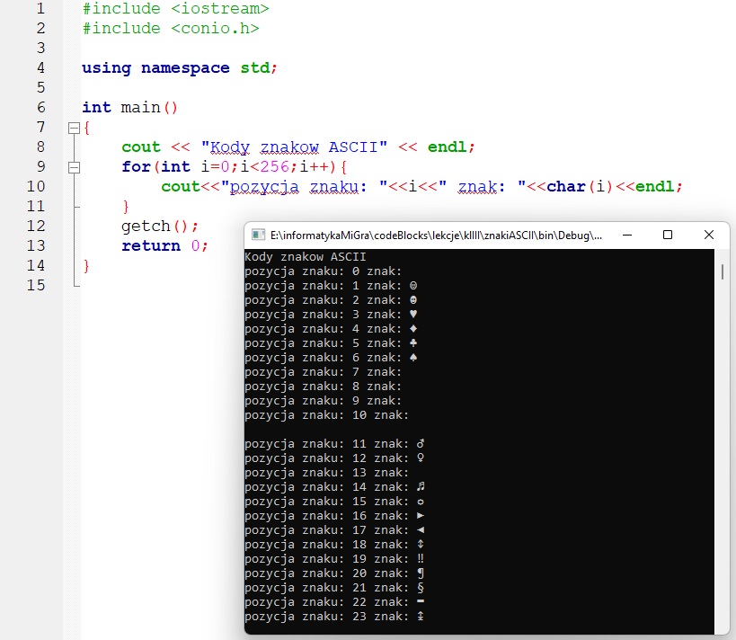 znaki kodu ASCII