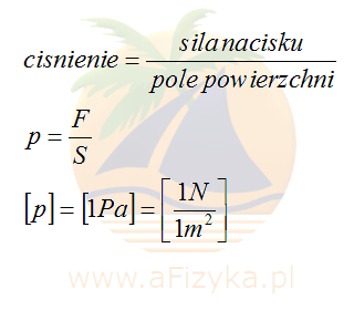 wzór na ciśnienie, jednostka ciśnienia paskal