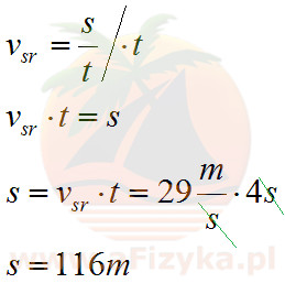 Skorzystamy ze wzoru na prędkości średnią