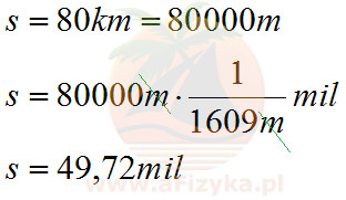 jak długo trwa pokonanie ze stałą prędkością 50 mph odległości 80 km
