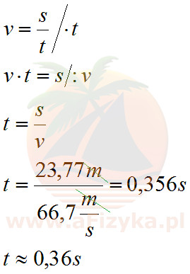 Piłka pokona odległość równą długości kortu po czasie równym około 0,36 s
