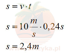 ze wzoru na drogę w ruchu jednostajnym prostoliniowym