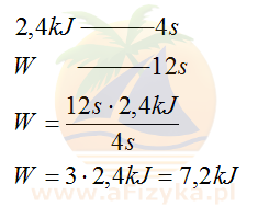Sprawdzamy czy silnik II w ciągu 12 s wykonałby pracę 7,2 kJ
