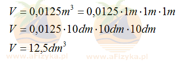 objętość w metrach sześciennych wyrazimy decymetrach sześciennych