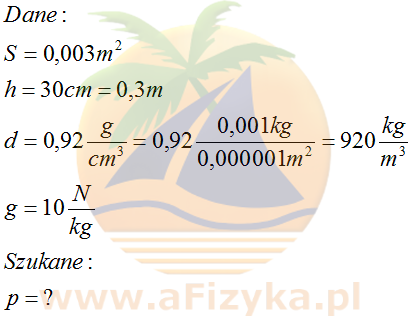 Obliczamy ciśnienie hydrostatyczne